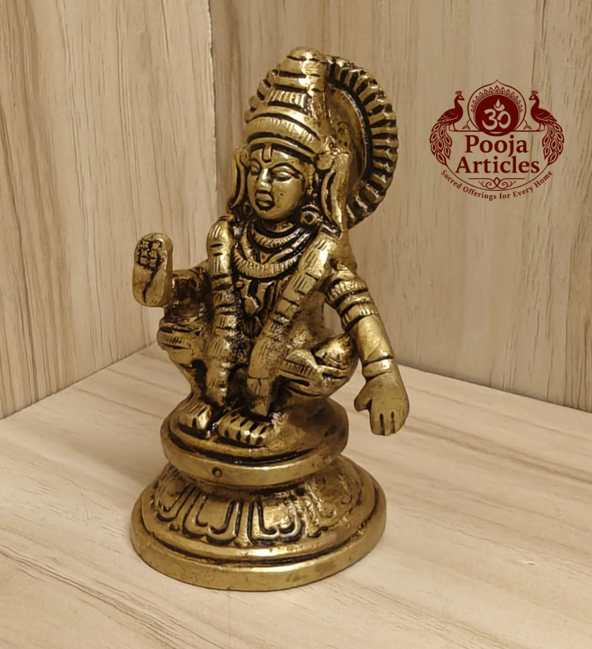 Buy Brass Ayyappan Statue 410g, 3.5" – Handcrafted Spiritual Idol For Home Puja