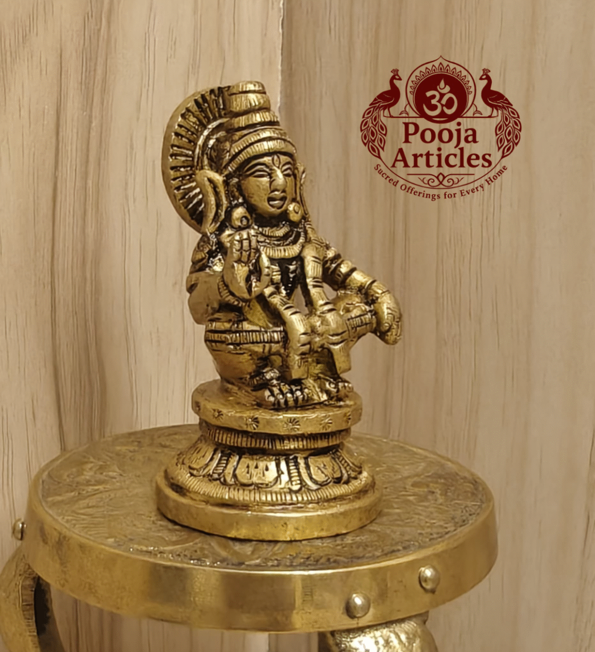 Buy Brass Ayyappan Swami Statue 200g, 2.5" – Handcrafted Spiritual Idol For Puja