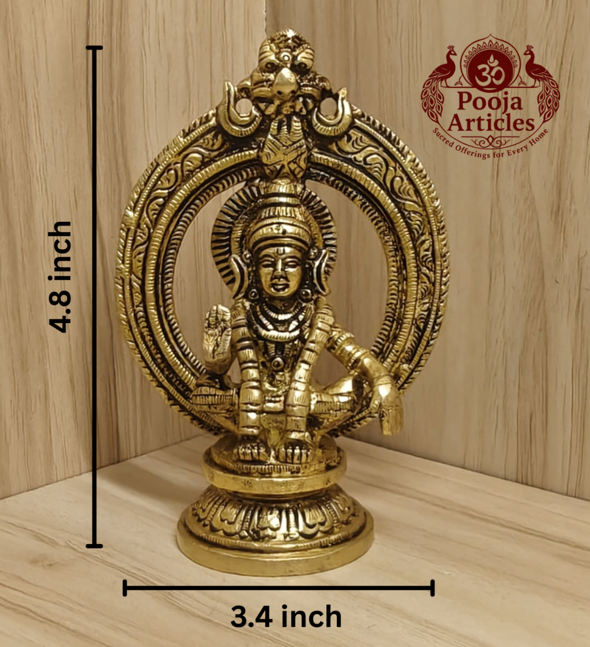 Buy Brass Frame Ayyappan Statue 510g, 4.8" – Handcrafted Spiritual Idol For Home Puja
