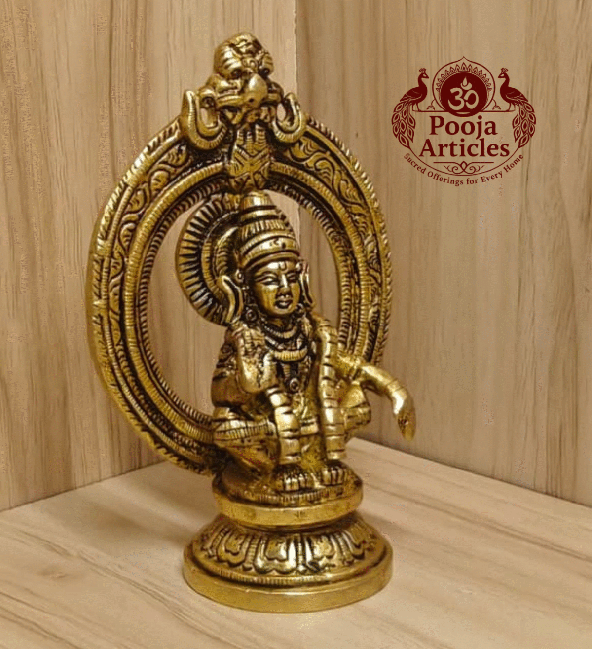 Buy Brass Frame Ayyappan Statue 510g, 4.8" – Handcrafted Spiritual Idol For Home Puja