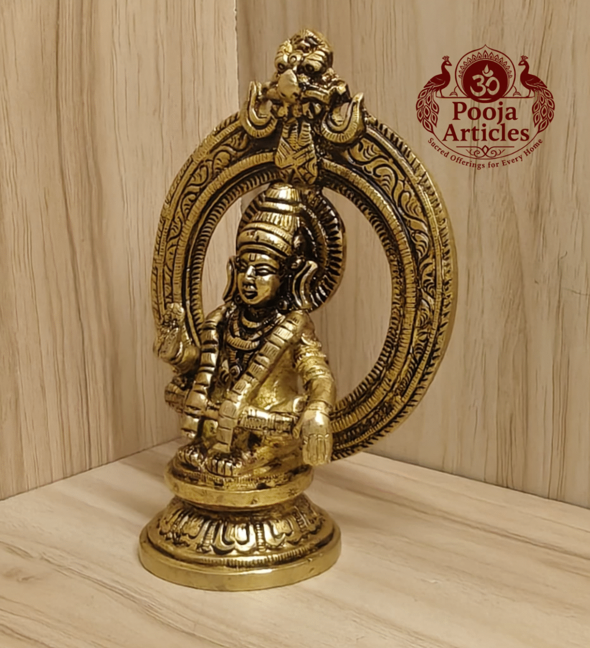 Buy Brass Frame Ayyappan Statue 510g, 4.8" – Handcrafted Spiritual Idol For Home Puja