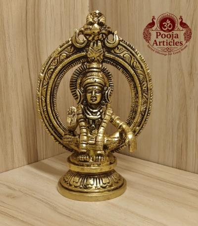 Buy Brass Frame Ayyappan Statue 510g, 4.8" – Handcrafted Spiritual Idol For Home Puja