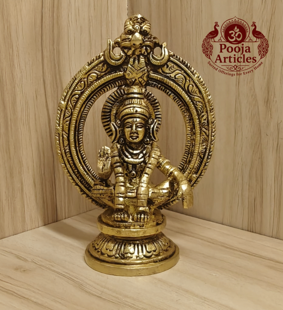 Buy Brass Frame Ayyappan Statue 510g, 4.8" – Handcrafted Spiritual Idol For Home Puja