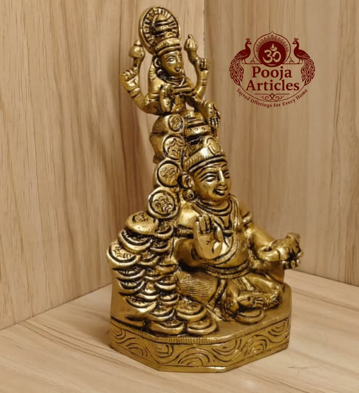 Buy Brass Kubera Lakshmi Idol 1.150g, 5.9" – Divine Lakshmi Kubera Brass Statue For Wealth