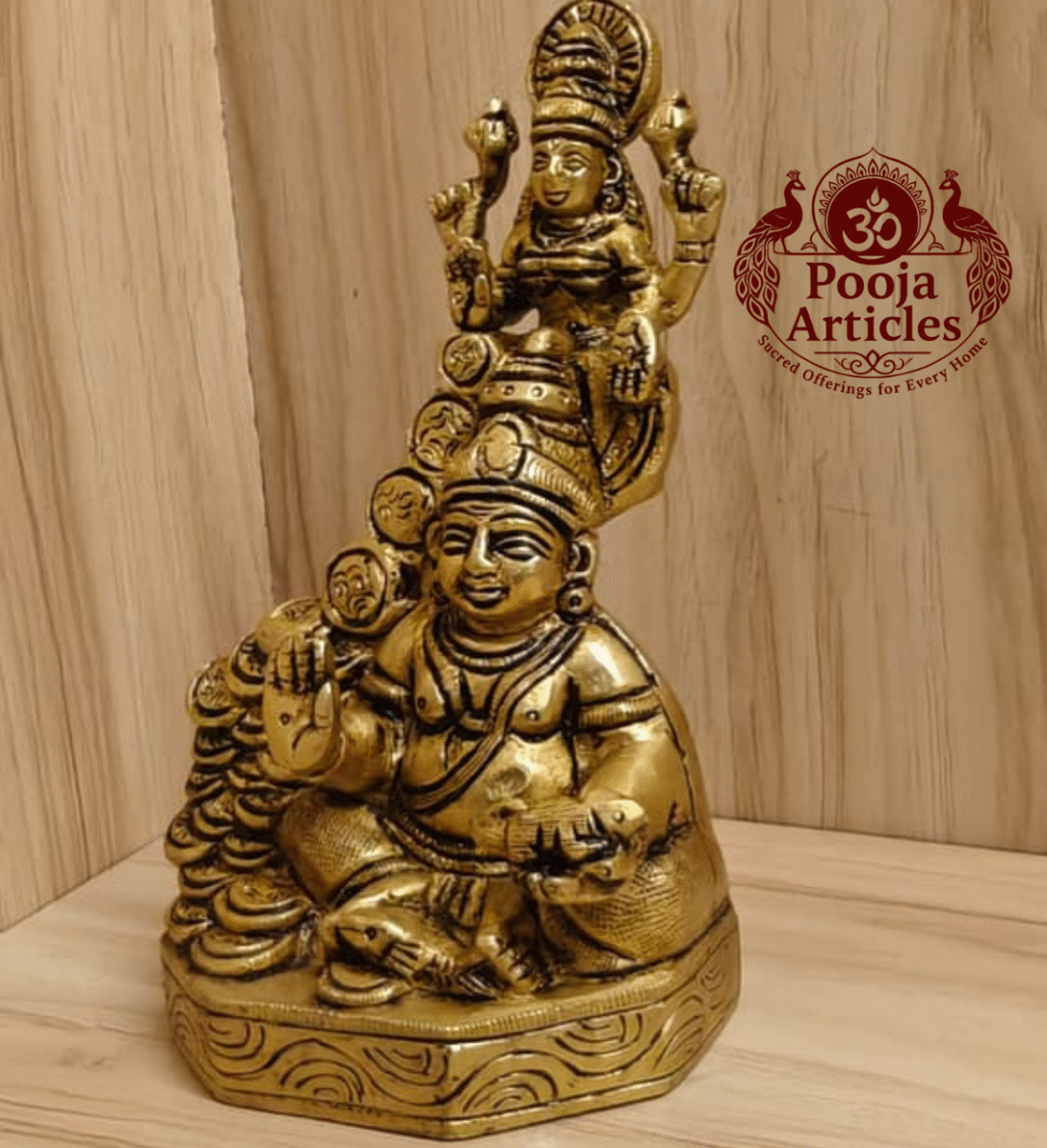 Buy Brass Kubera Lakshmi Idol 1.150g, 5.9" – Divine Lakshmi Kubera Brass Statue For Wealth