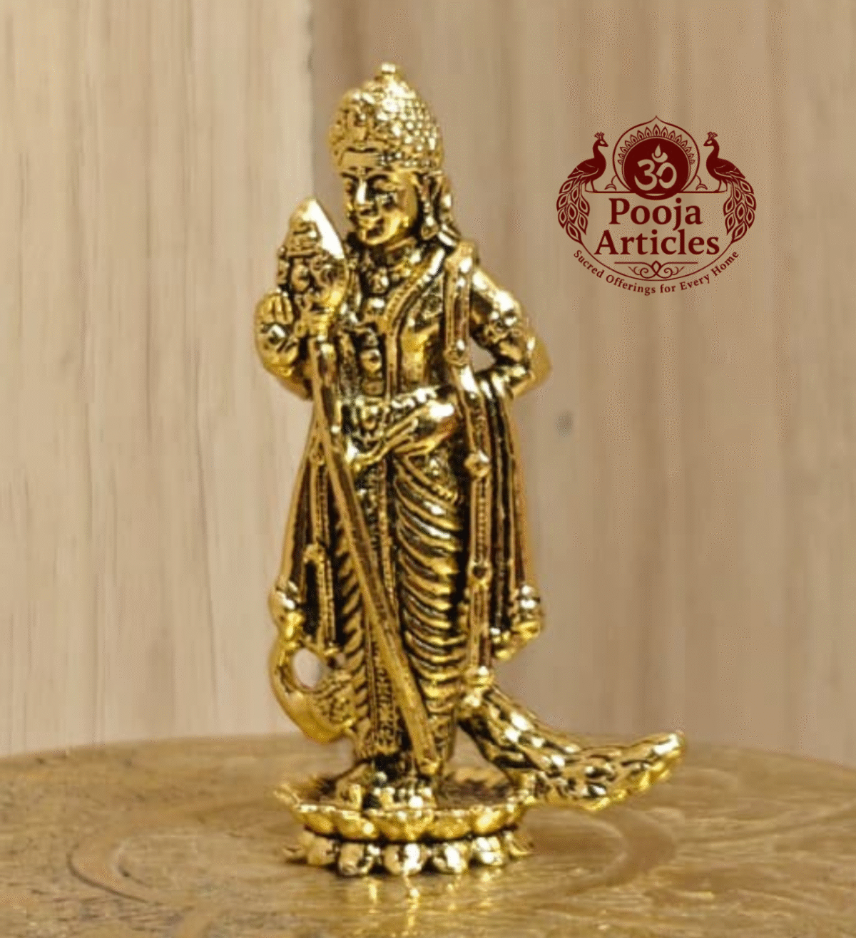Buy Premium Brass Lord Murugan Statue – 30g, 2" Brass Vel Murugan Idol for Pooja