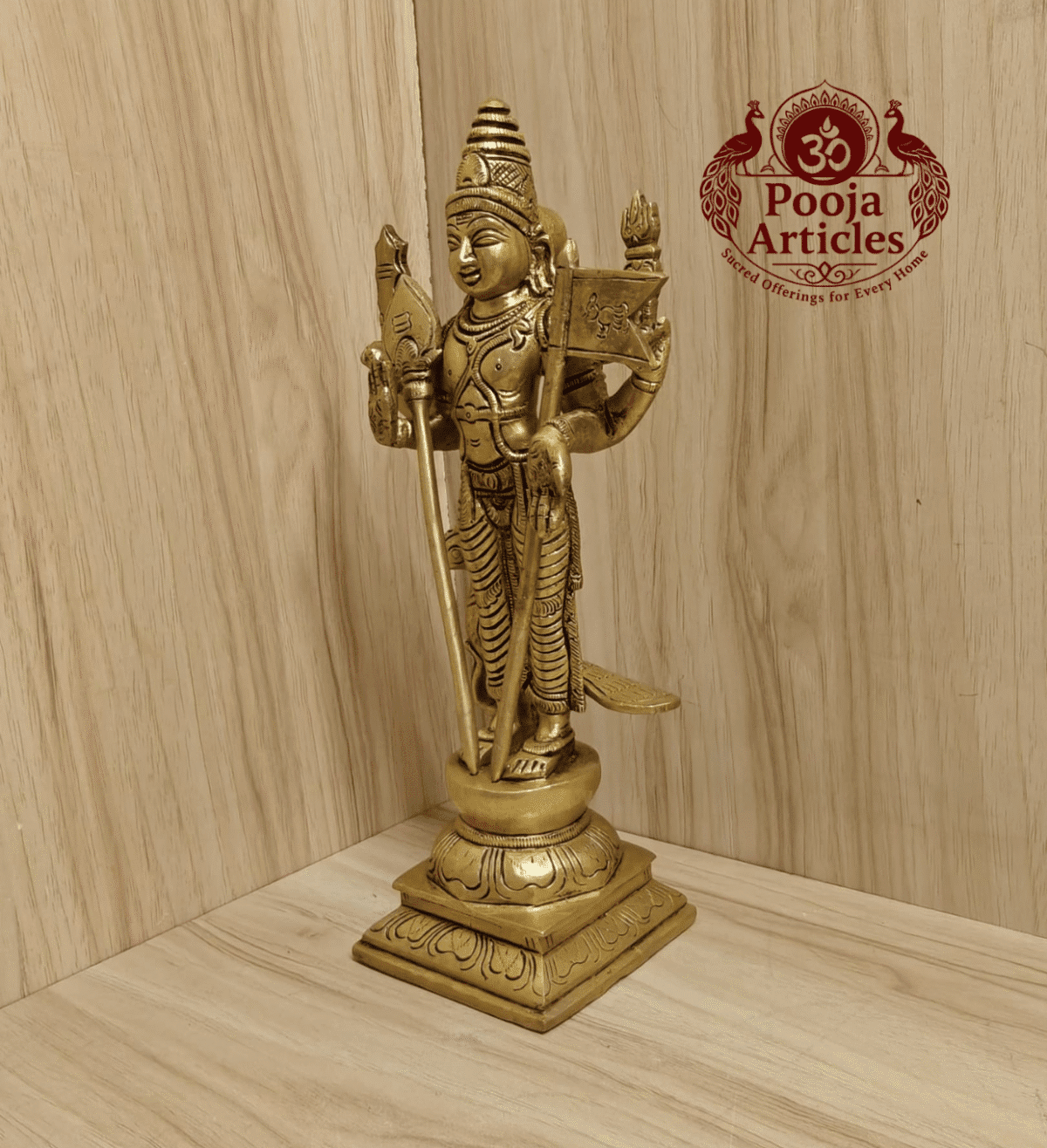 Buy Brass Murugan Idol – 2.370 kg, 10" Handcrafted Solid Brass Murugan Statue for Home Temple and Pooja