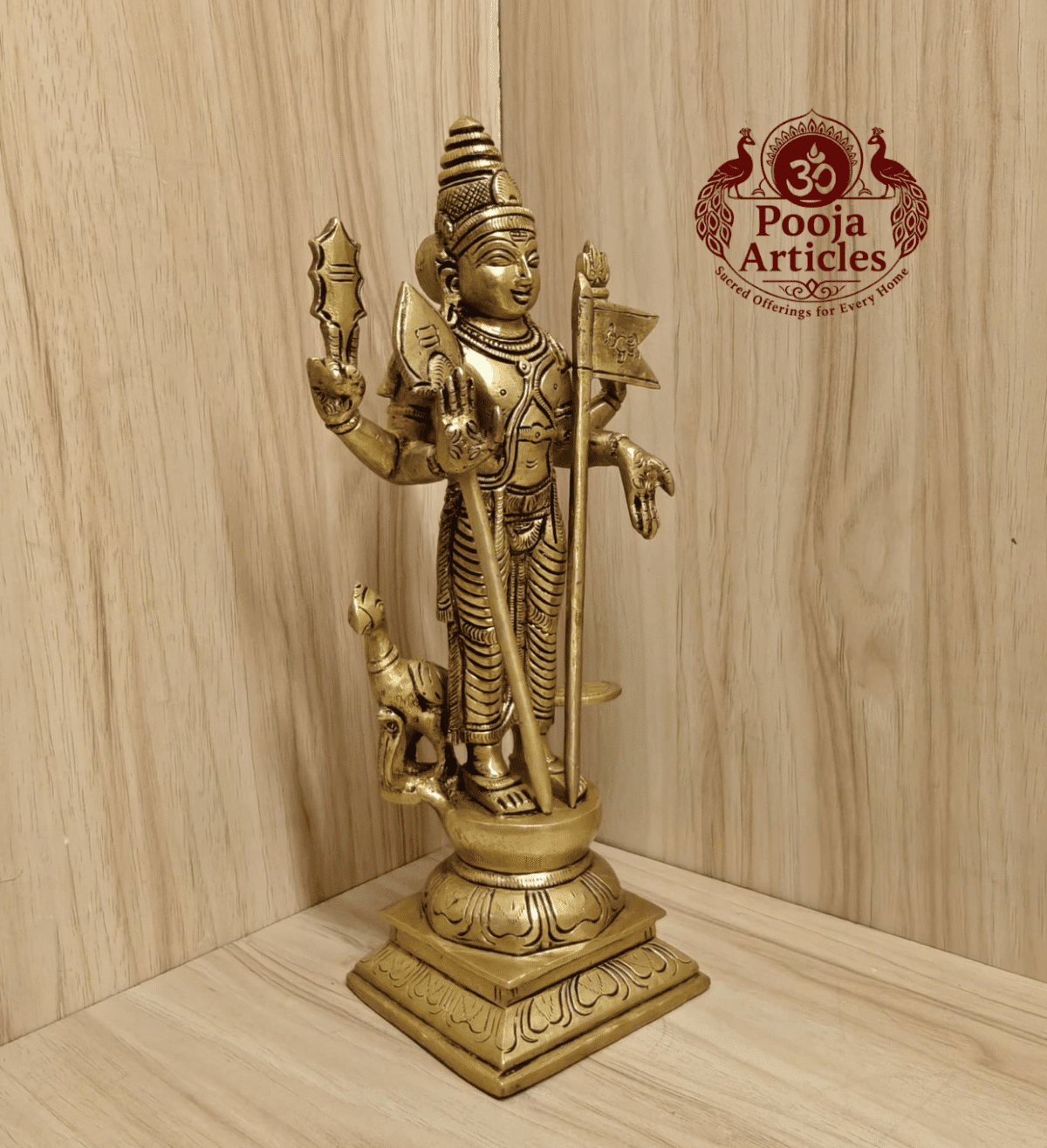 Buy Brass Murugan Idol – 2.370 kg, 10" Handcrafted Solid Brass Murugan Statue for Home Temple and Pooja