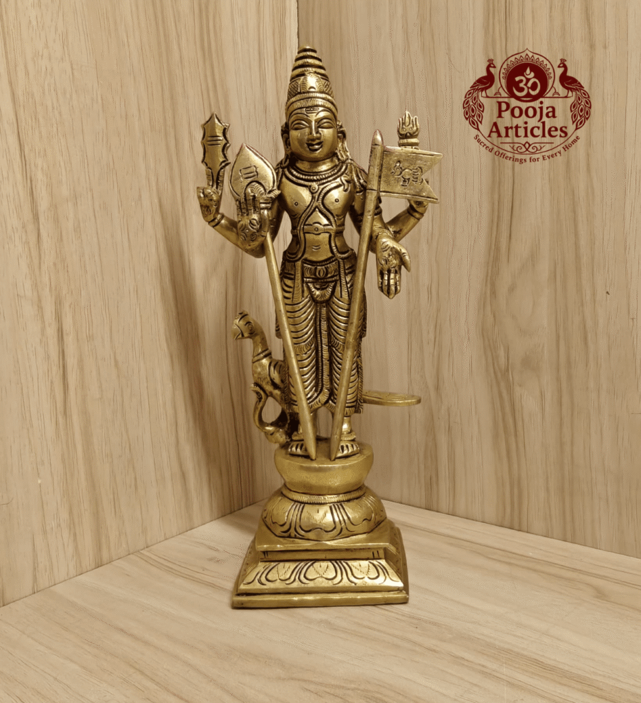 Buy Brass Murugan Idol – 2.370 kg, 10" Handcrafted Solid Brass Murugan Statue for Home Temple and Pooja