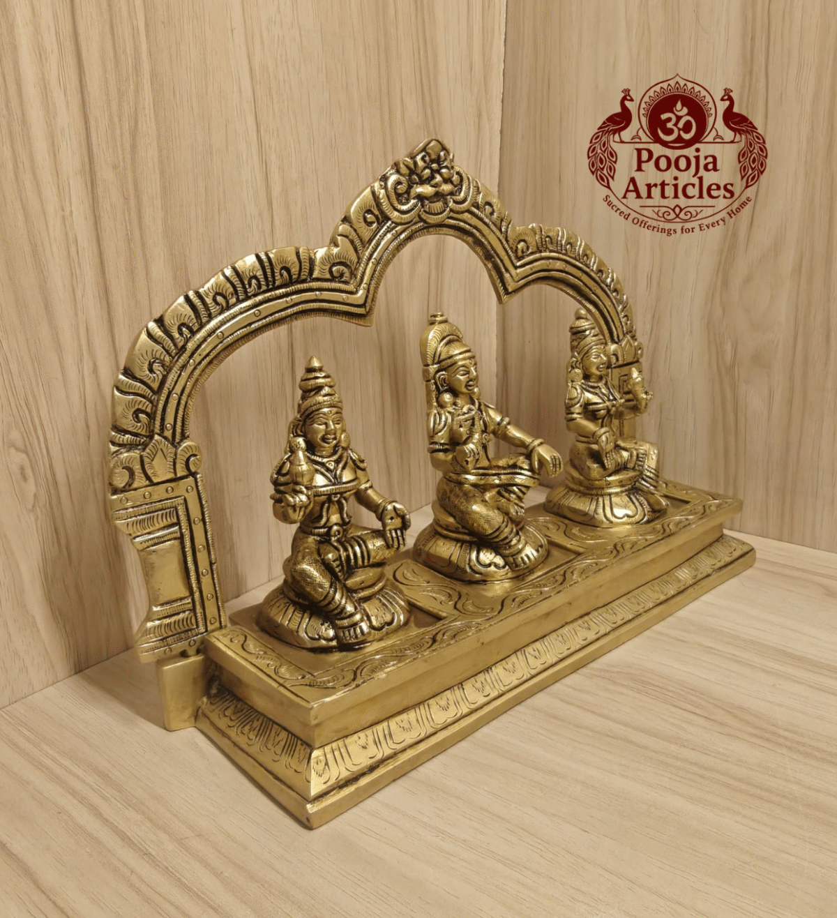 Buy Brass Ayyanar with Poorna & Pushkala Idol – 4.300 Kg, 7.6" Divine Brass Ayyanar Statue for Home Temple