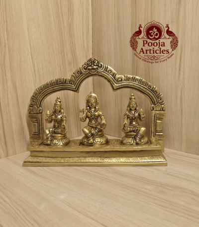 Buy Brass Ayyanar with Poorna & Pushkala Idol – 4.300 Kg, 7.6" Divine Brass Ayyanar Statue for Home Temple