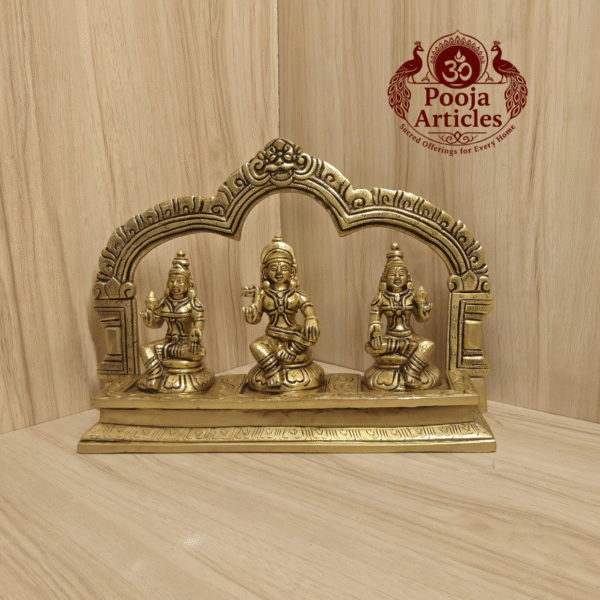 Buy Brass Ayyanar with Poorna & Pushkala Idol – 4.300 Kg, 7.6" Divine Brass Ayyanar Statue for Home Temple