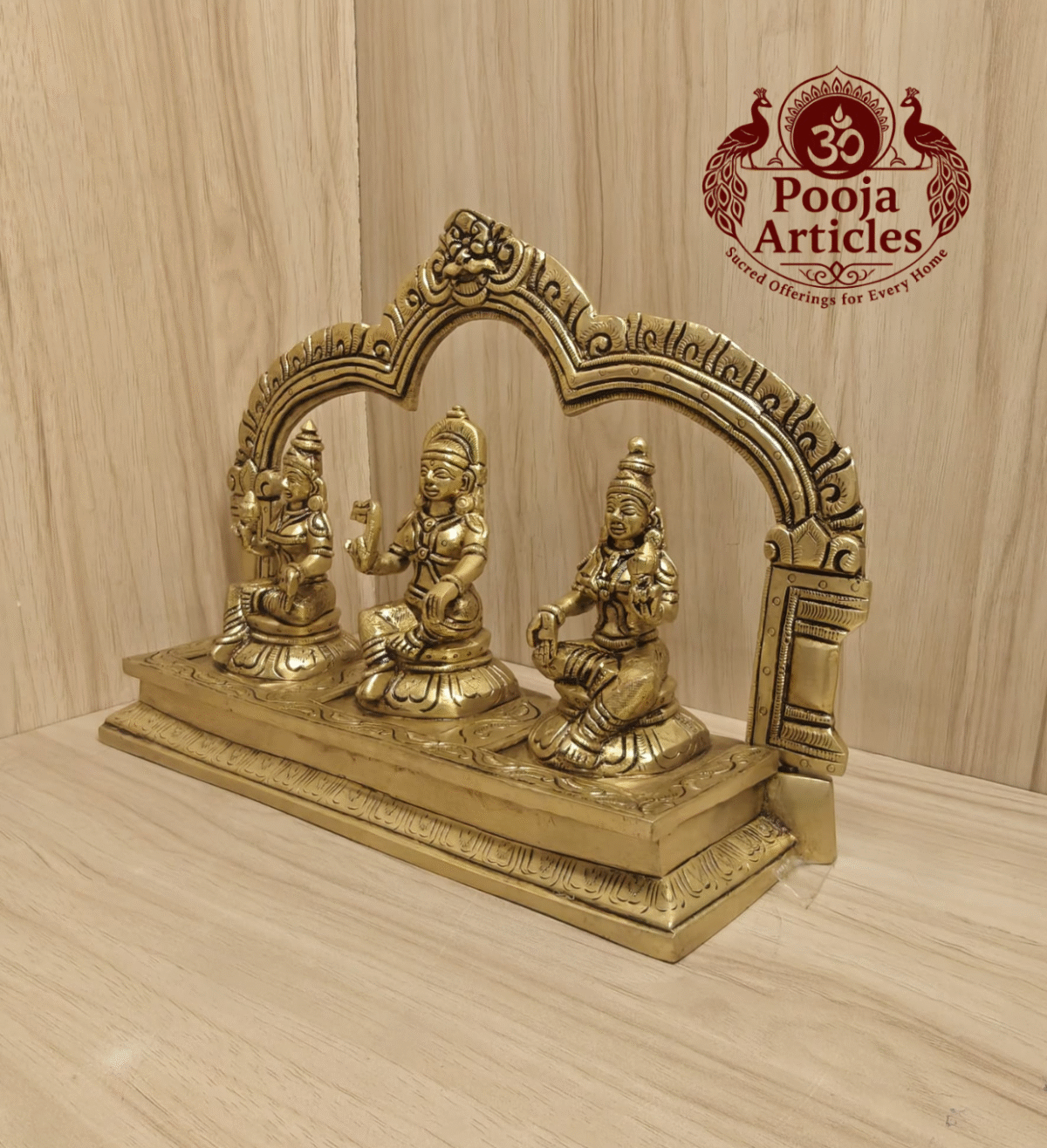 Buy Brass Ayyanar with Poorna & Pushkala Idol – 4.300 Kg, 7.6" Divine Brass Ayyanar Statue for Home Temple
