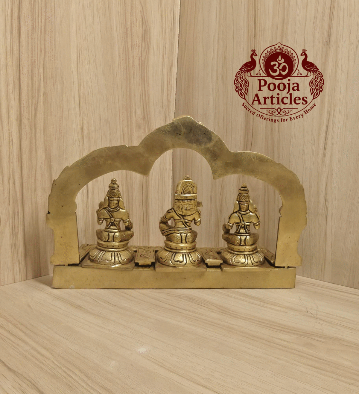 Buy Brass Ayyanar with Poorna & Pushkala Idol – 4.300 Kg, 7.6" Divine Brass Ayyanar Statue for Home Temple