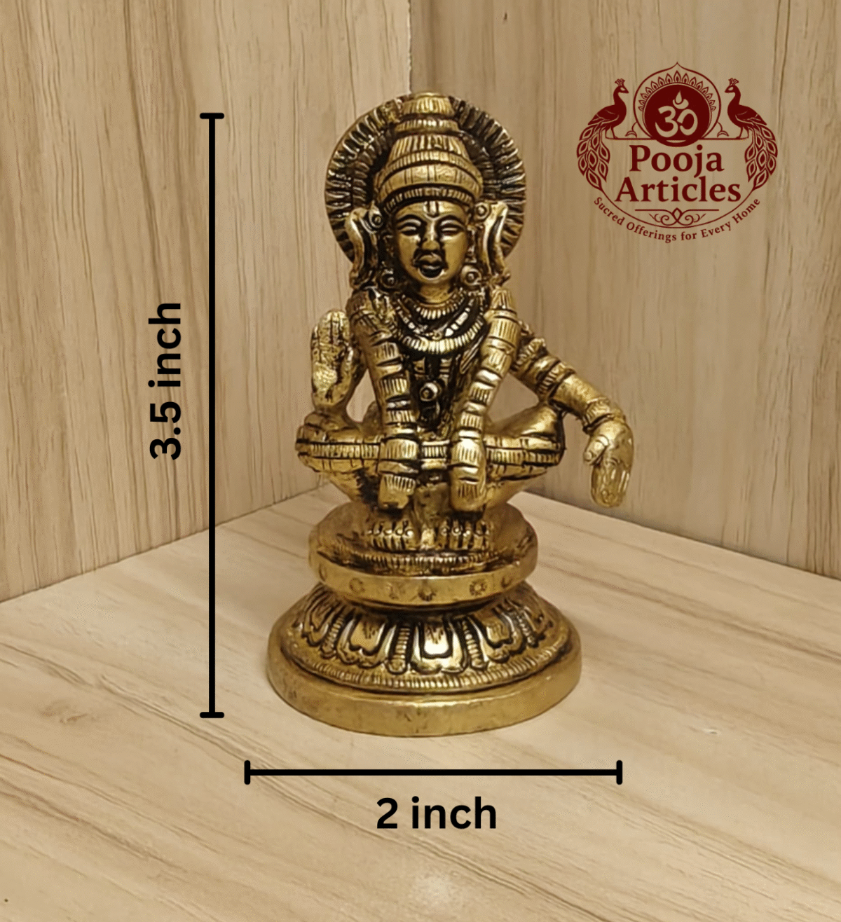 Buy Brass Ayyappan Statue 410g, 3.5" – Handcrafted Spiritual Idol For Home Puja