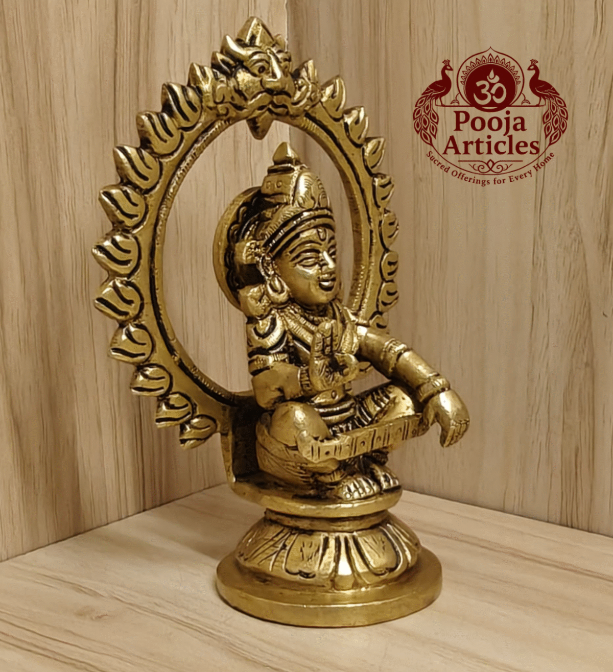 Buy Brass Ayyappan Statue – 650 g, 5" Pure Brass Ayyappan Idol for Home Temple
