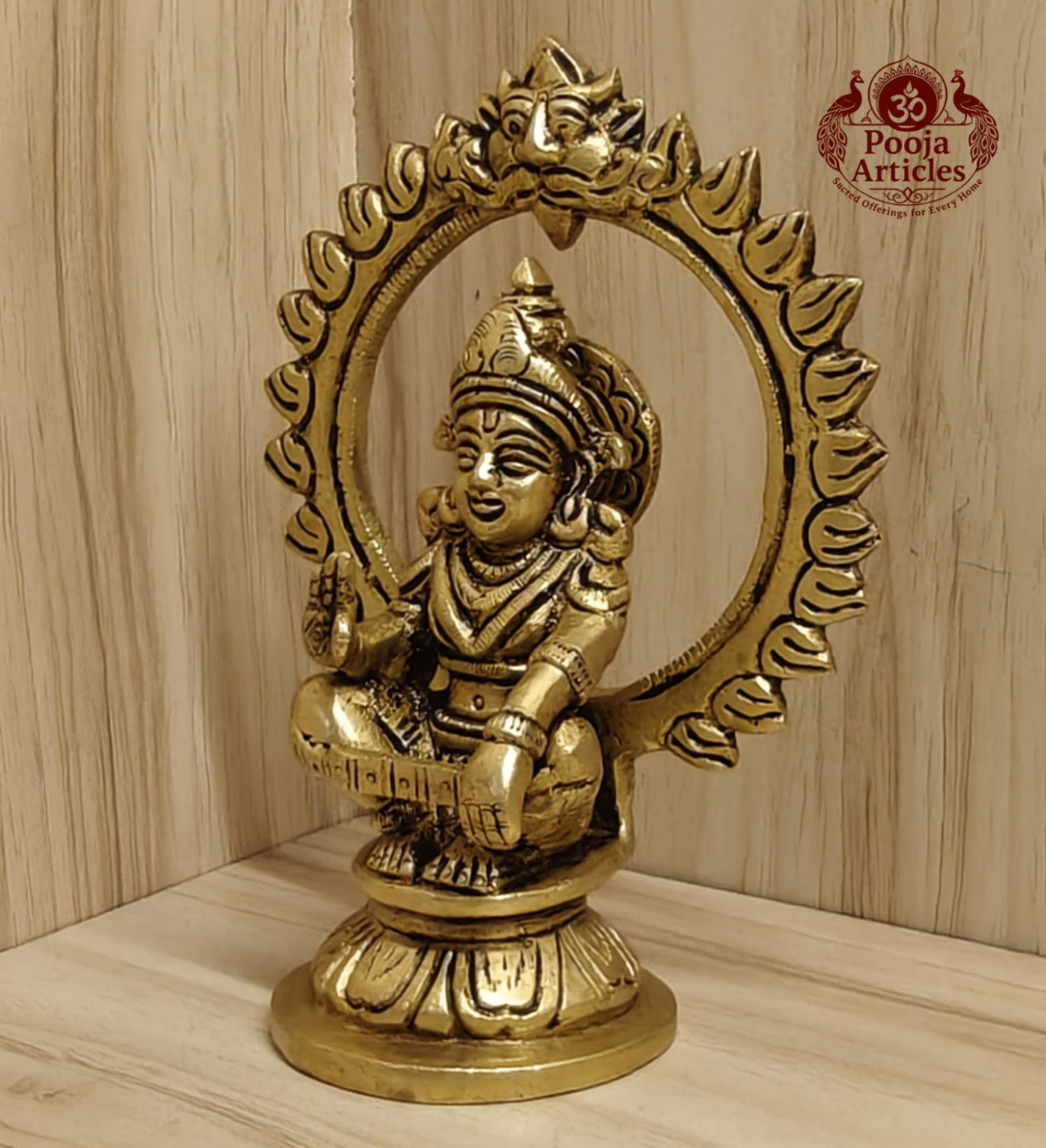 Buy Brass Ayyappan Statue – 650 g, 5" Pure Brass Ayyappan Idol for Home Temple