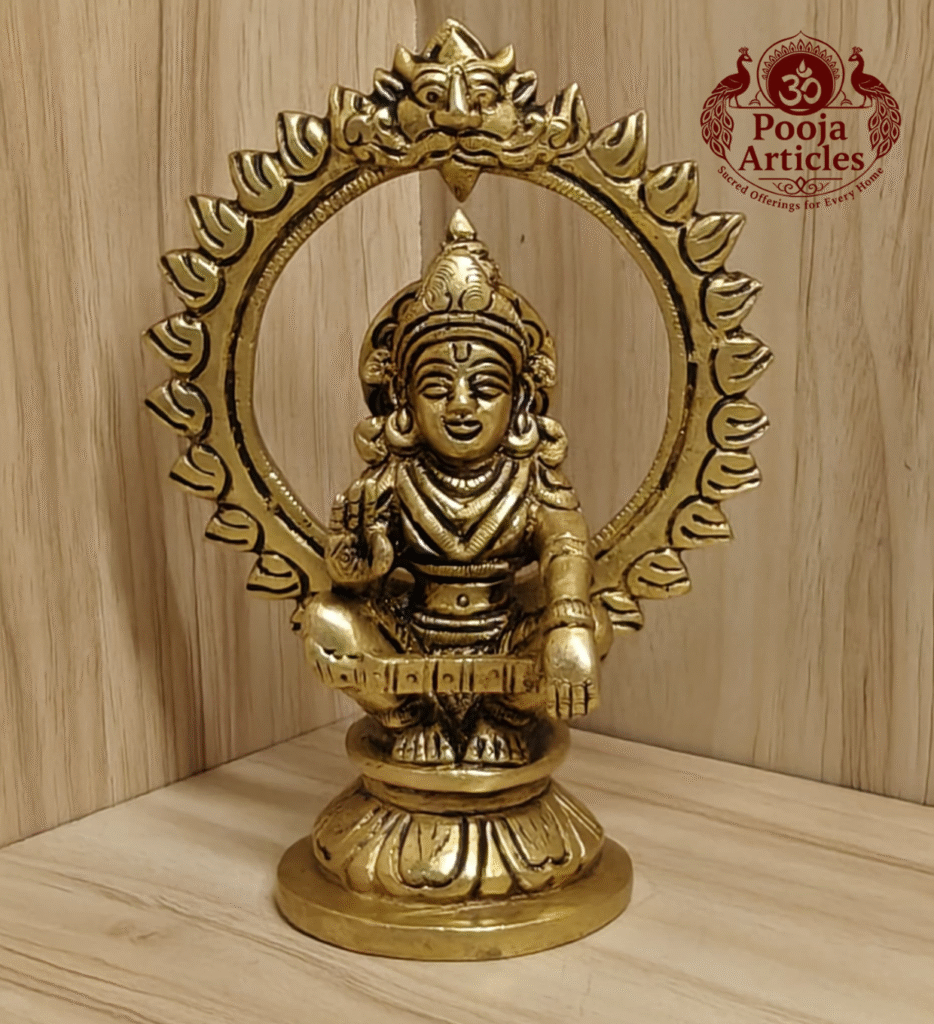 Buy Brass Ayyappan Statue – 650 g, 5" Pure Brass Ayyappan Idol for Home Temple