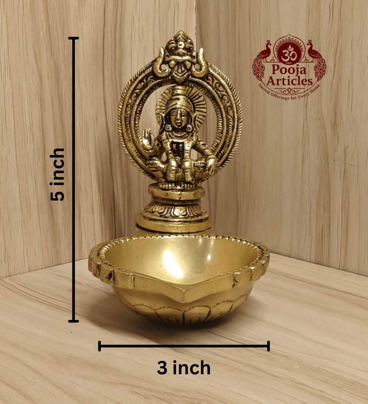 Buy Brass Ayyappan Statue Diya 670g, 5" – Handcrafted Divine Idol For Home Puja