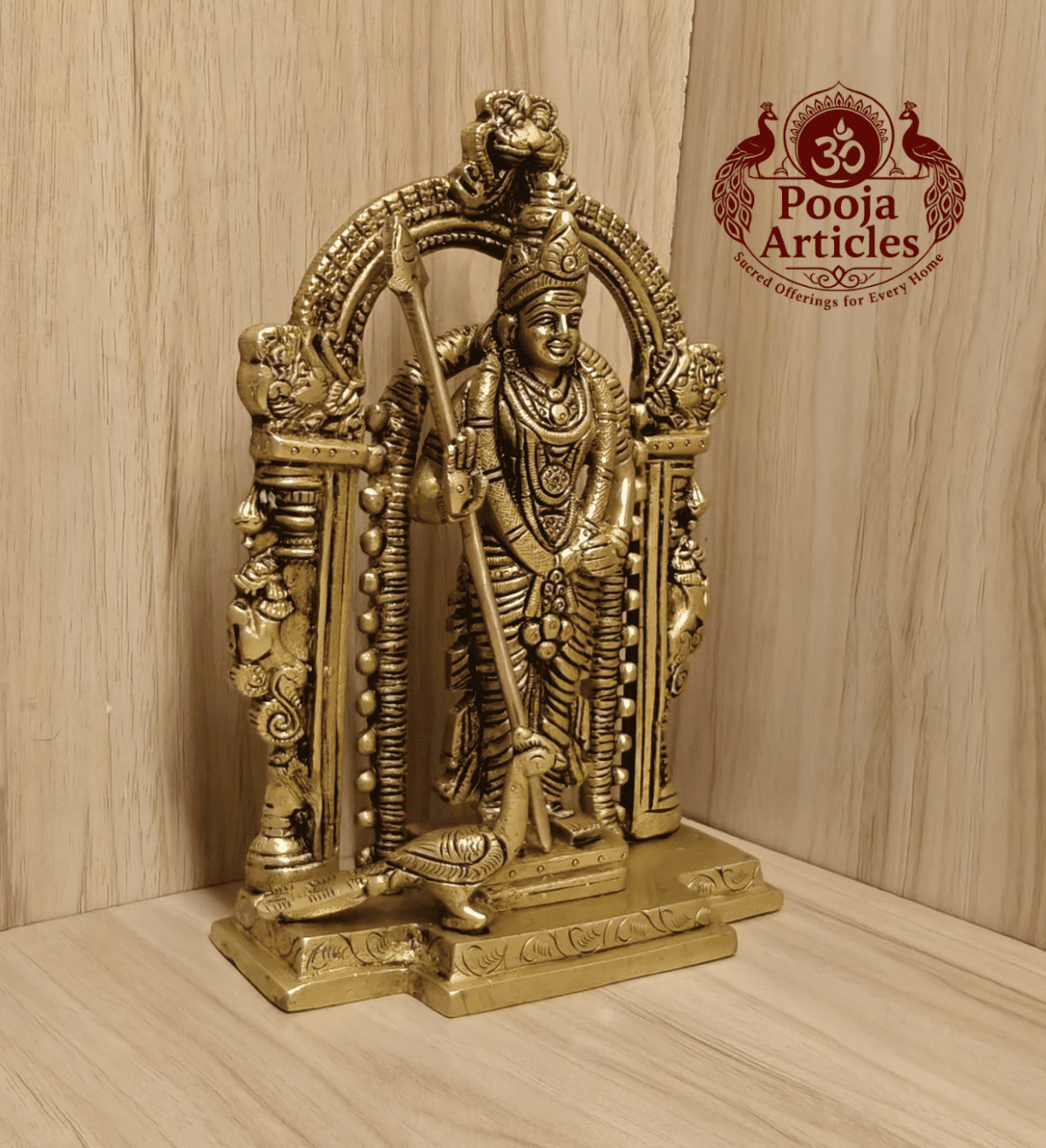 Buy Brass Lord Murugan Statue – 2.010 kg, 8.2" Pure Brass Murugan Idol for Home Pooja