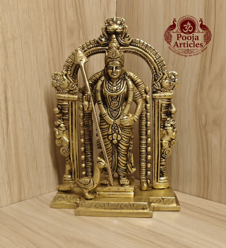 Buy Brass Lord Murugan Statue – 2.010 kg, 8.2" Pure Brass Murugan Idol for Home Pooja