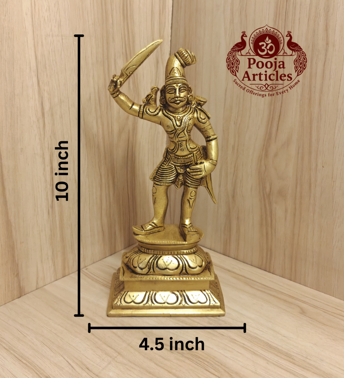 Buy Brass Madurai Veeran Statue 2.170 Kg, 10″ | Divine Protector Idol for Home & Temple