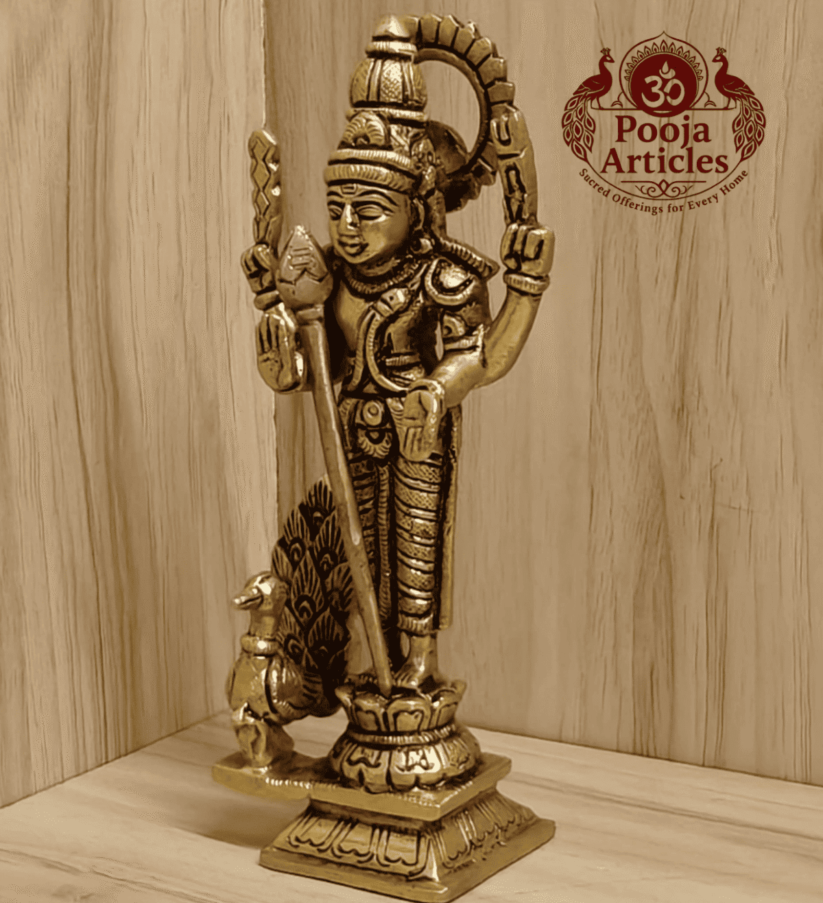 Buy Brass Murugan Statue – 580 g, 6.2″ Divine Brass Murugan Idol For Puja