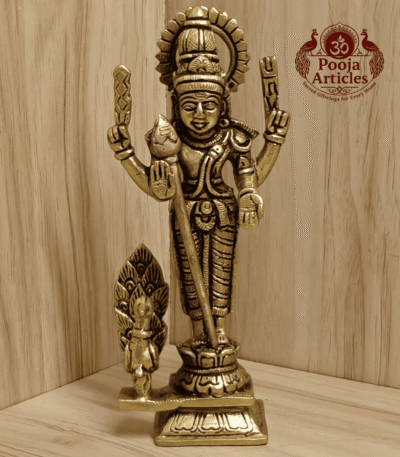 Buy Brass Murugan Statue – 580 g, 6.2″ Divine Brass Murugan Idol For Puja