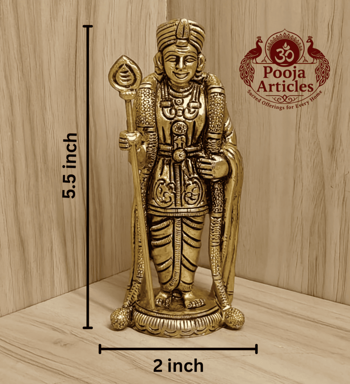 Buy Brass Murugan Statue 700 g, 5.5″ – Divine Brass Murugan Idol for Home Pooja & Gifting