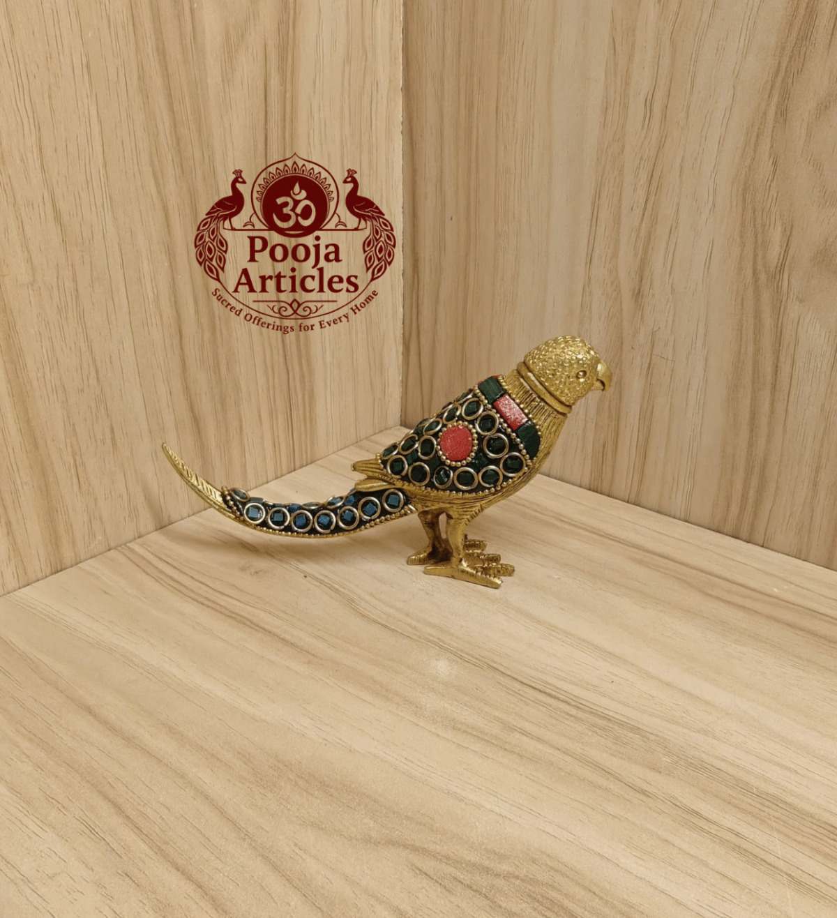 Buy Brass Parrot Statue 230 g, 3″ – Elegant Brass Parrot for Home Temple & Decor