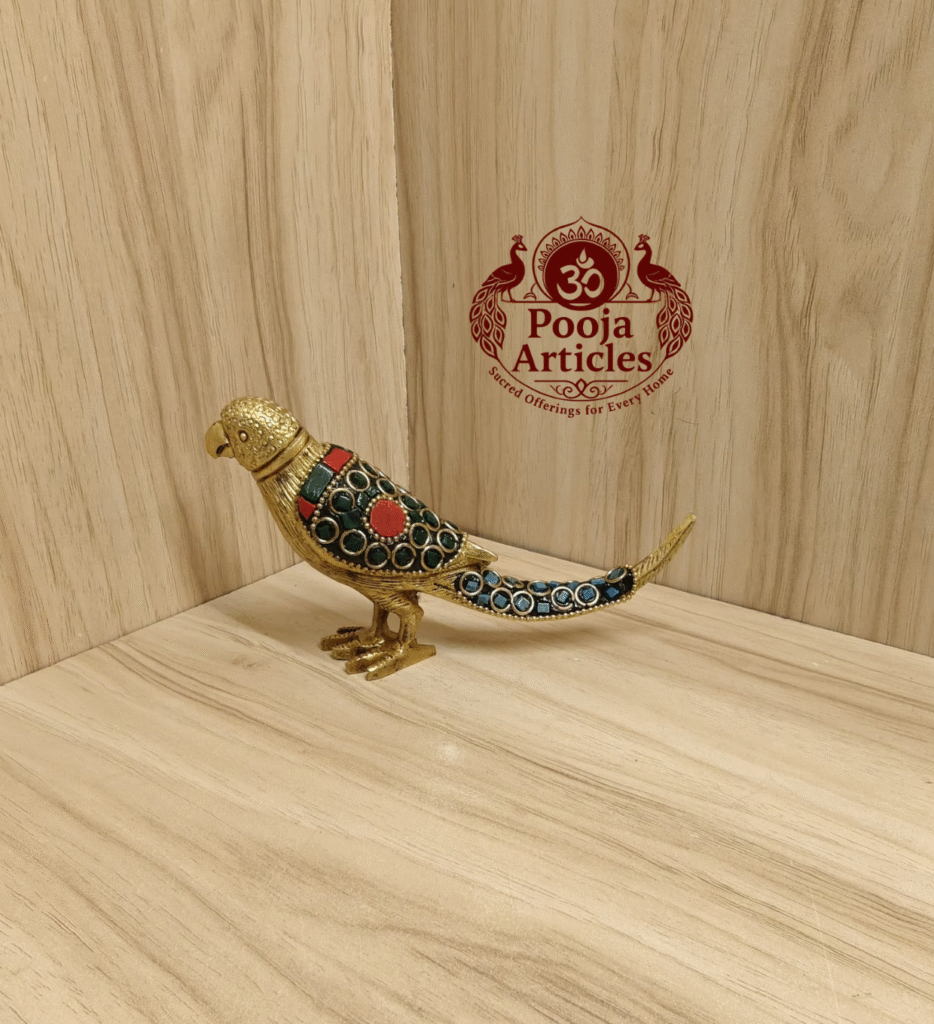 Buy Brass Parrot Statue 230 g, 3″ – Elegant Brass Parrot for Home Temple & Decor
