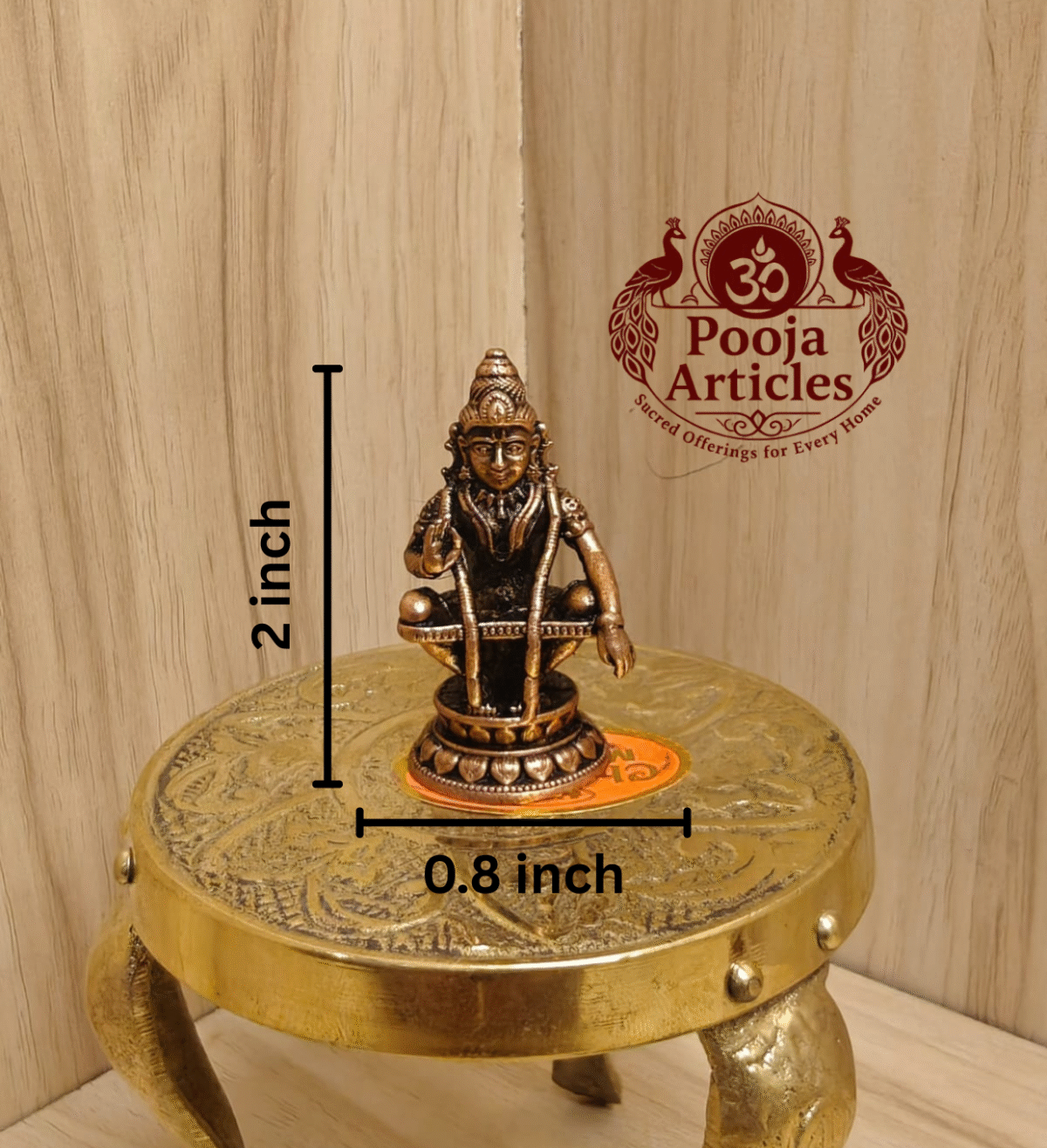 Buy Copper Ayyappan Statue – 50 g, 2" Mini Copper Ayyappan Idol for Home Temple