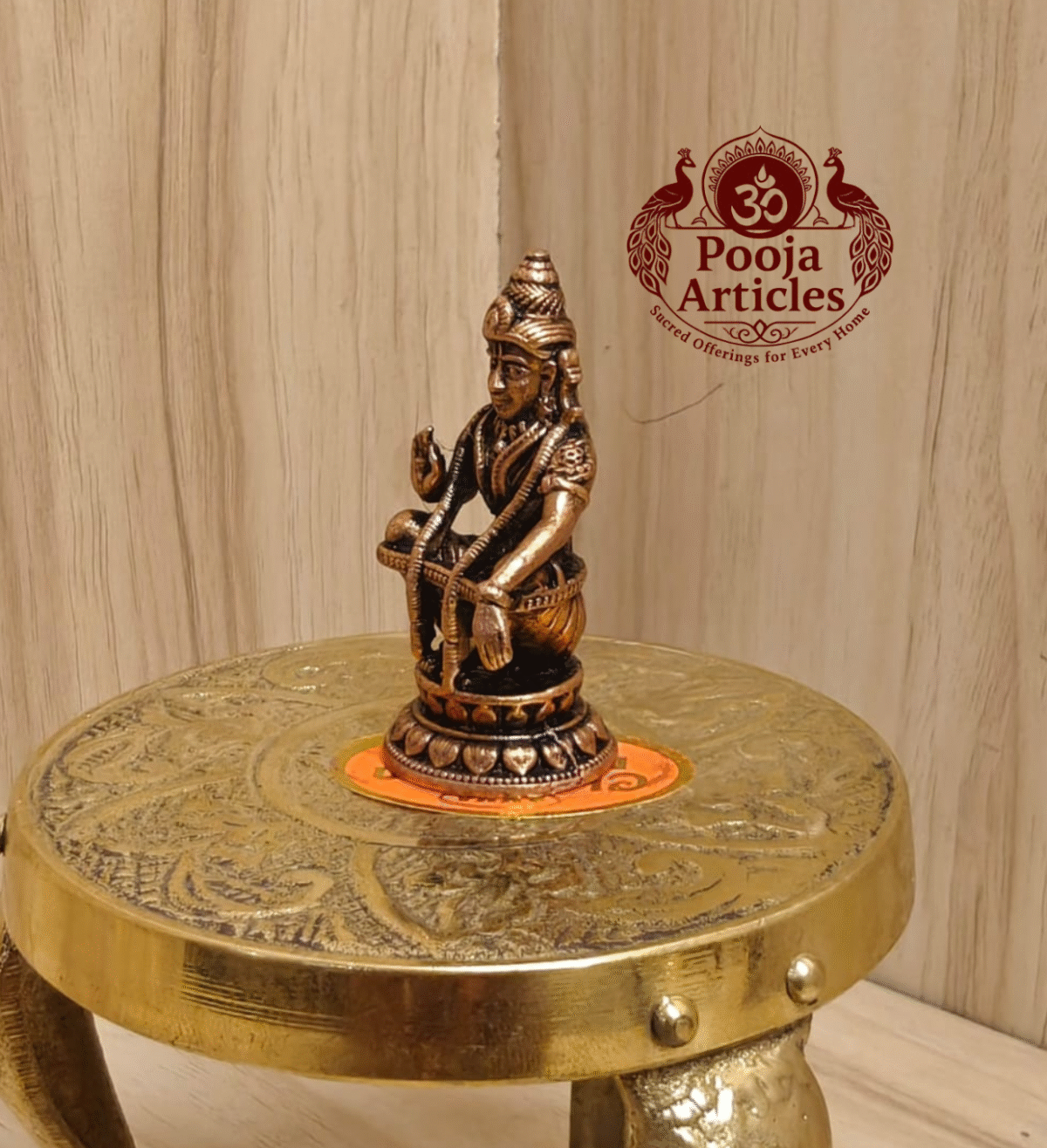 Buy Copper Ayyappan Statue – 50 g, 2" Mini Copper Ayyappan Idol for Home Temple