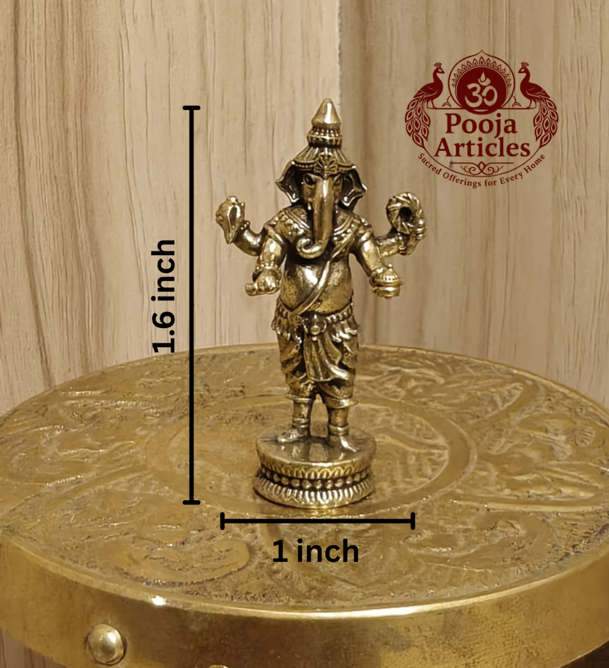 Buy Miniature Standing Ganesh Idol – 20 g, 1.6" Miniature Ganesh Murti for Home Pooja