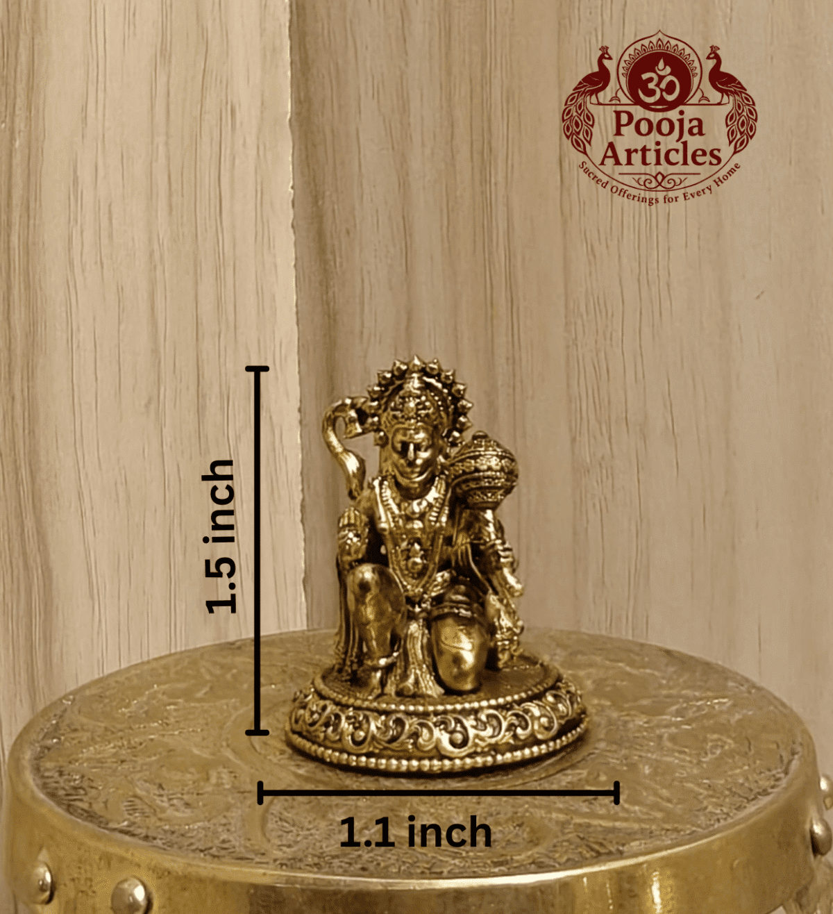 Buy Brass Hanuman Idol 30 g, 1.5" for Home Pooja, Protection and Spiritual Strength