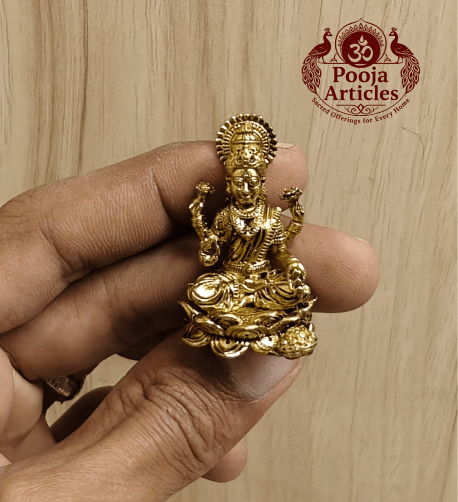 Buy Brass Lord Lakshmi Idol 25 g, 2.5" for Home Pooja, Wealth and Spiritual Blessings