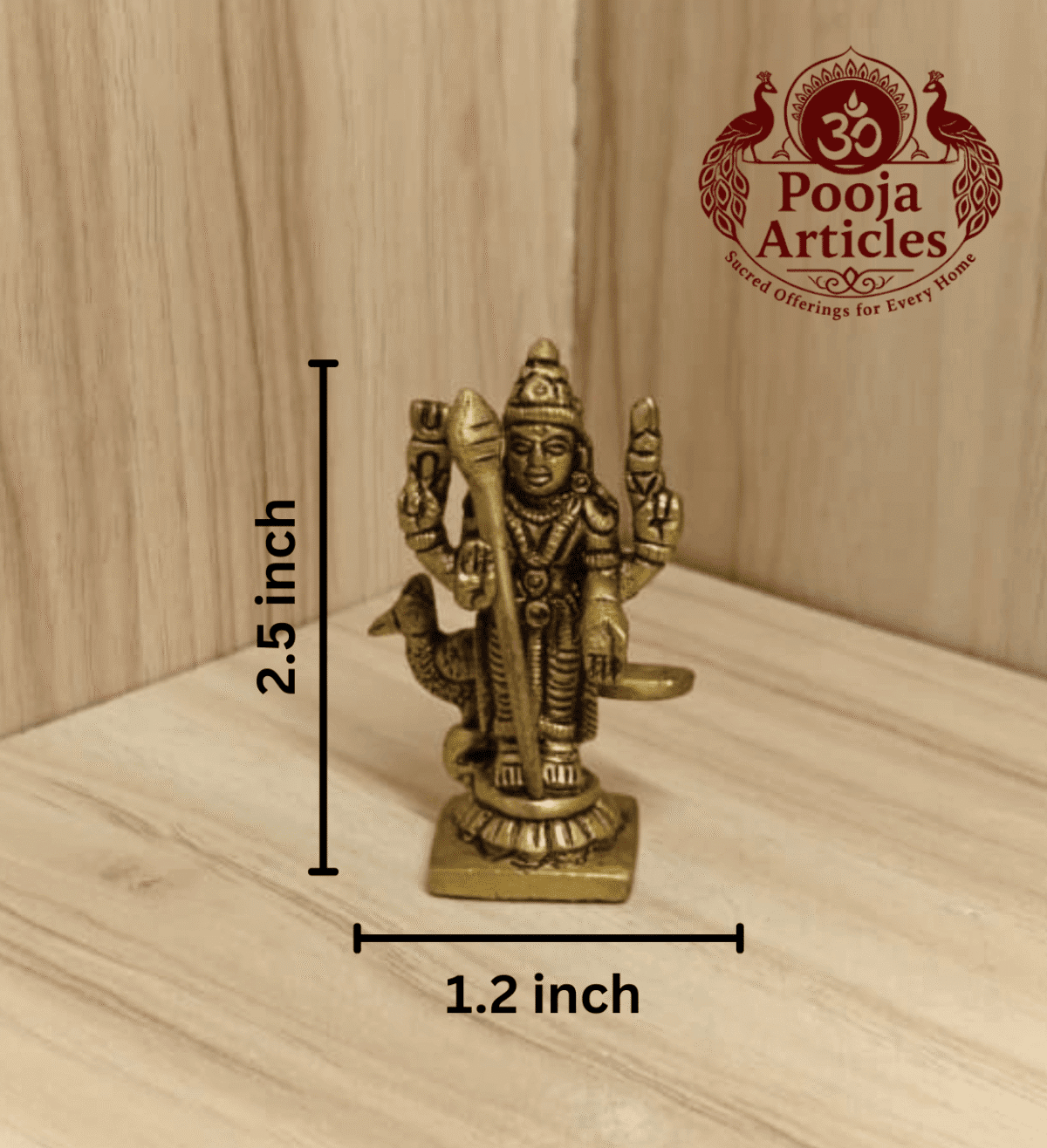 Buy Brass Lord Murugan Idol 90 g, 2.5" for Home Pooja, Courage and Spiritual Blessings