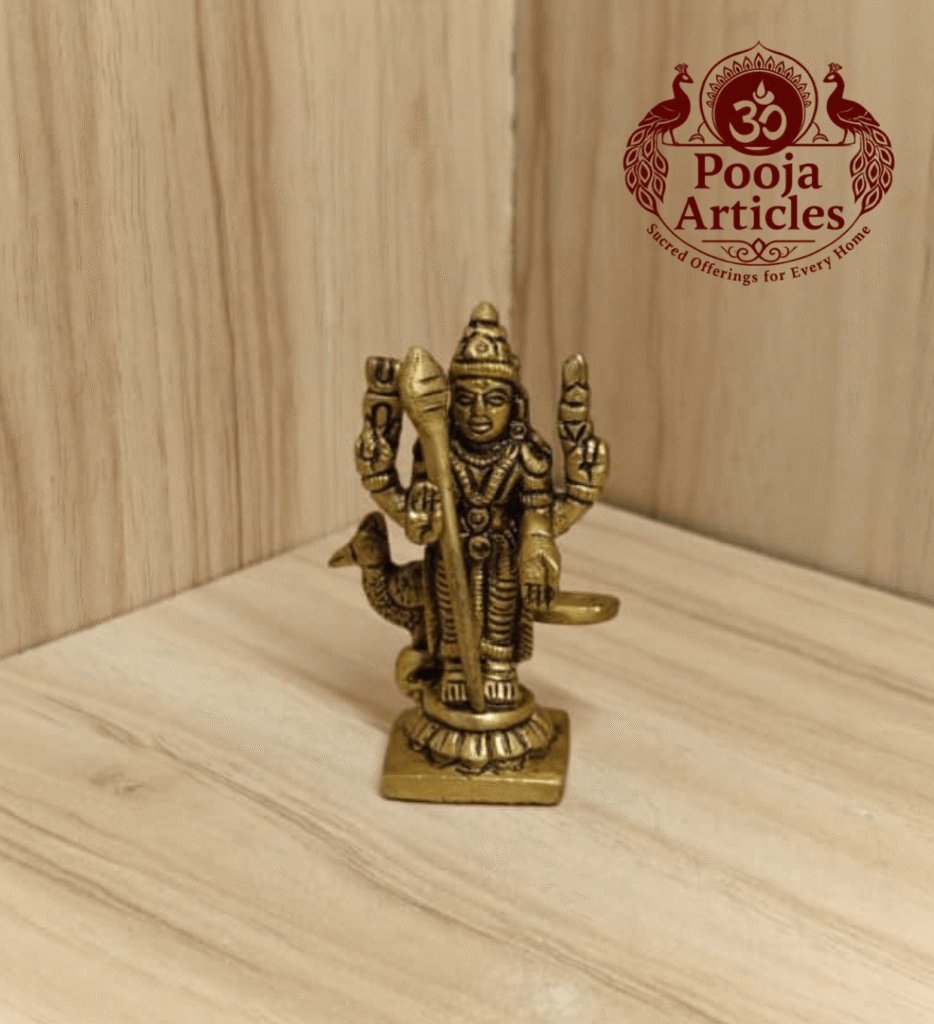Buy Brass Lord Murugan Idol 90 g, 2.5" for Home Pooja, Courage and Spiritual Blessings