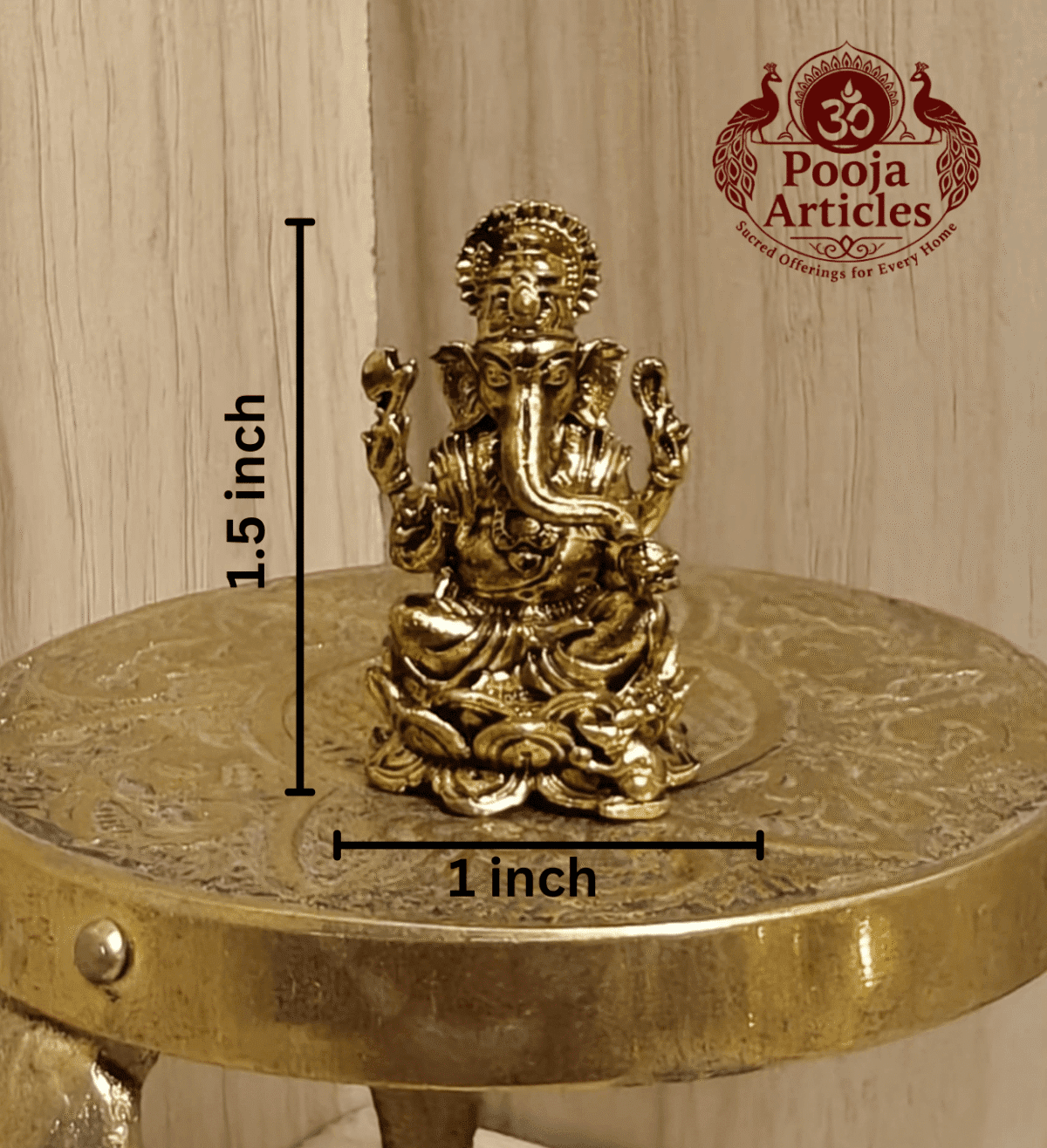 Buy Brass Lord Vinayagar Statue 25 g, 1.5" for Home Pooja, Success and Spiritual Blessings