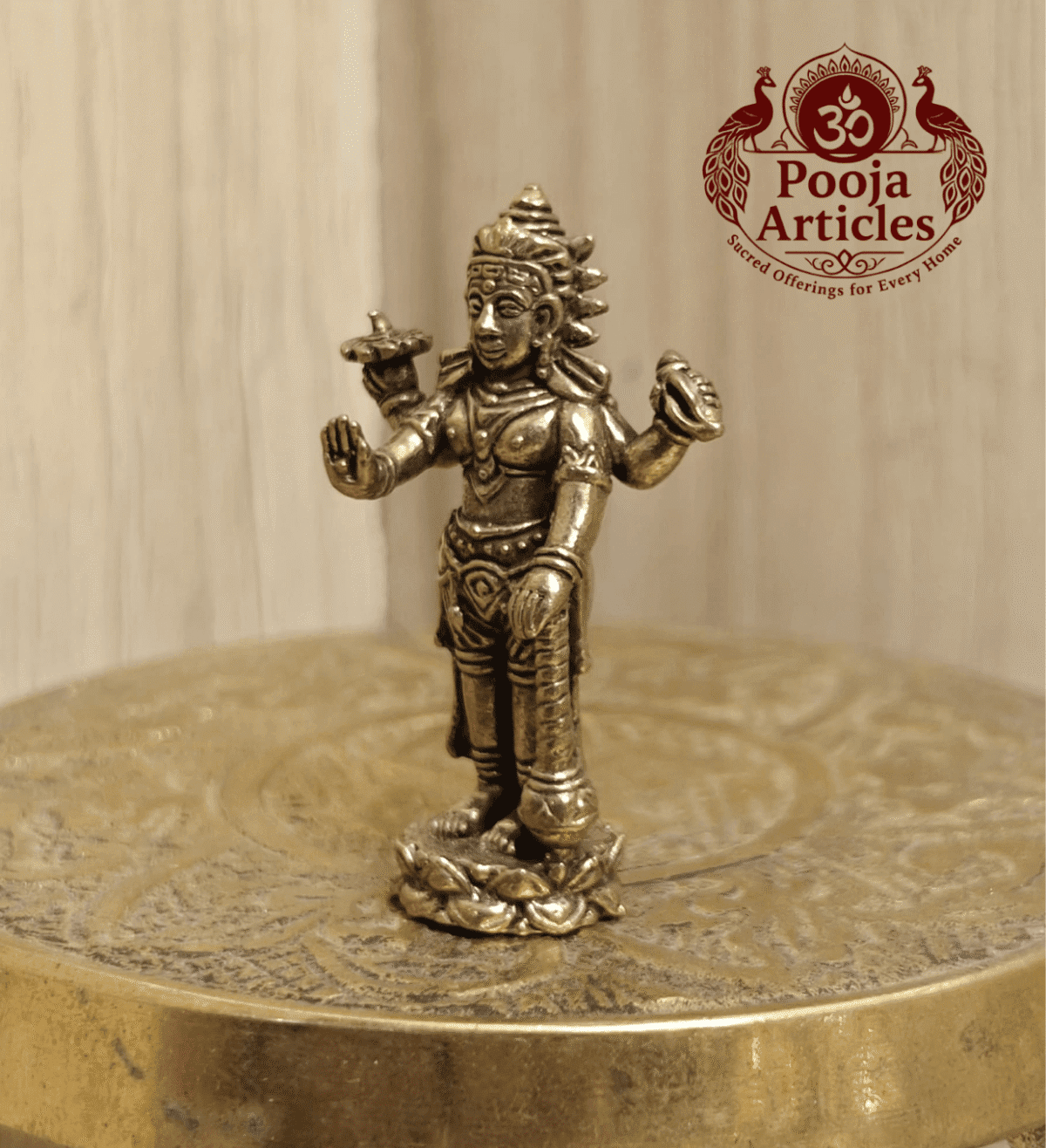 Buy Brass Miniature Lord Vishnu Idol 15 g, 1.5" for Divine Protection, Peace and Prosperity