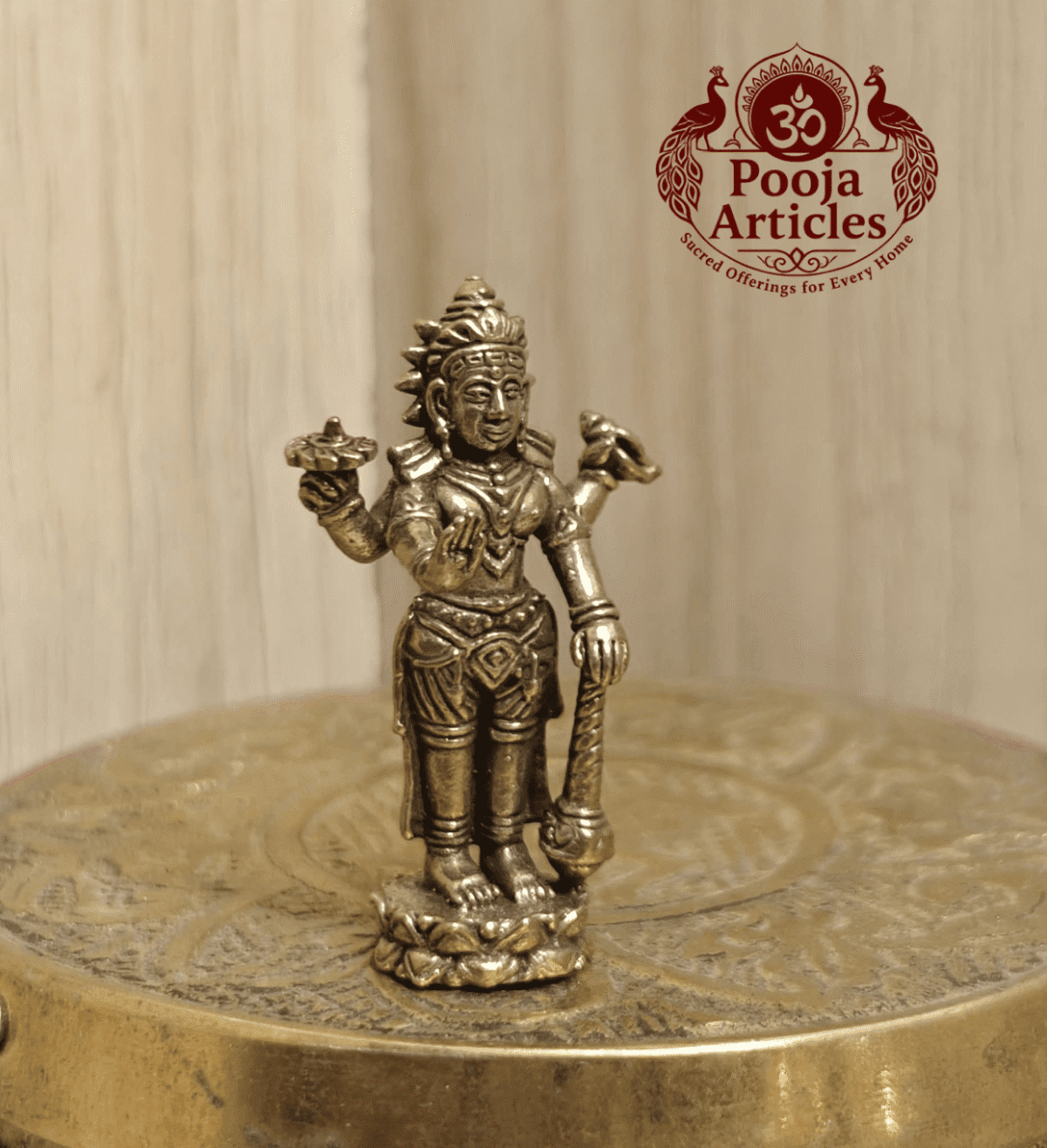 Buy Brass Miniature Lord Vishnu Idol 15 g, 1.5" for Divine Protection, Peace and Prosperity