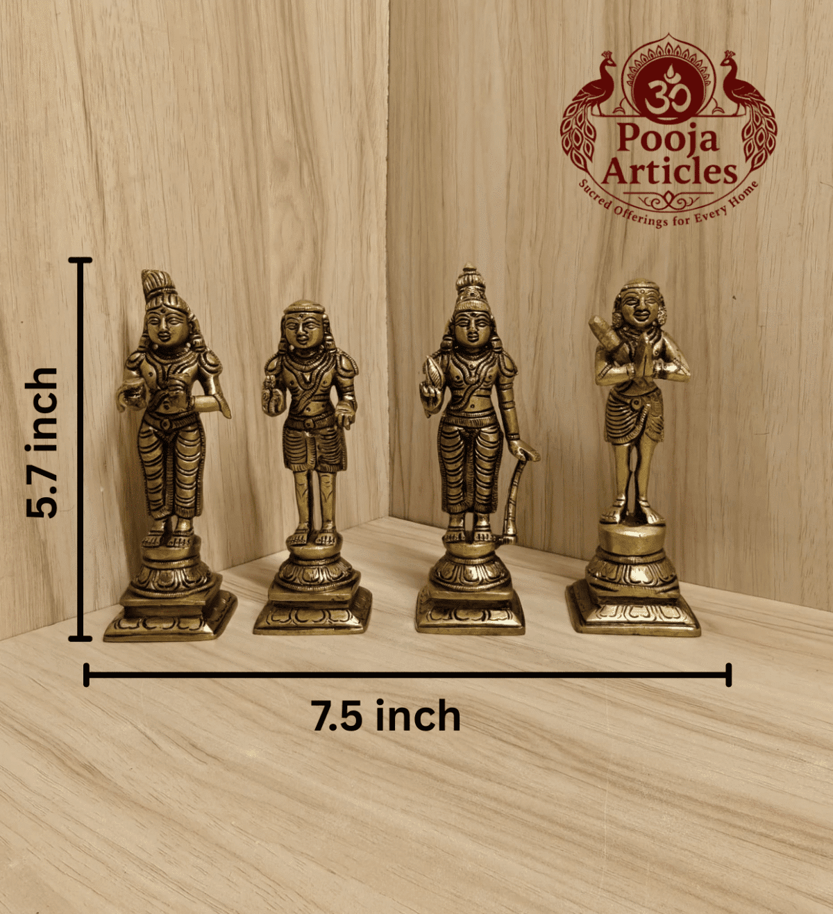 Buy Brass Nalvar Set 1.750 g, 5.7" – Premium Handcrafted Brass Naalvar Idols for Home Pooja, Bhakti & Spiritual Blessings