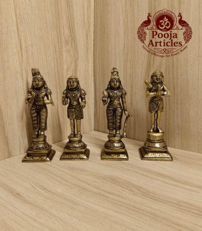 Buy Brass Nalvar Set 1.750 g, 5.7" – Premium Handcrafted Brass Naalvar Idols for Home Pooja, Bhakti & Spiritual Blessings