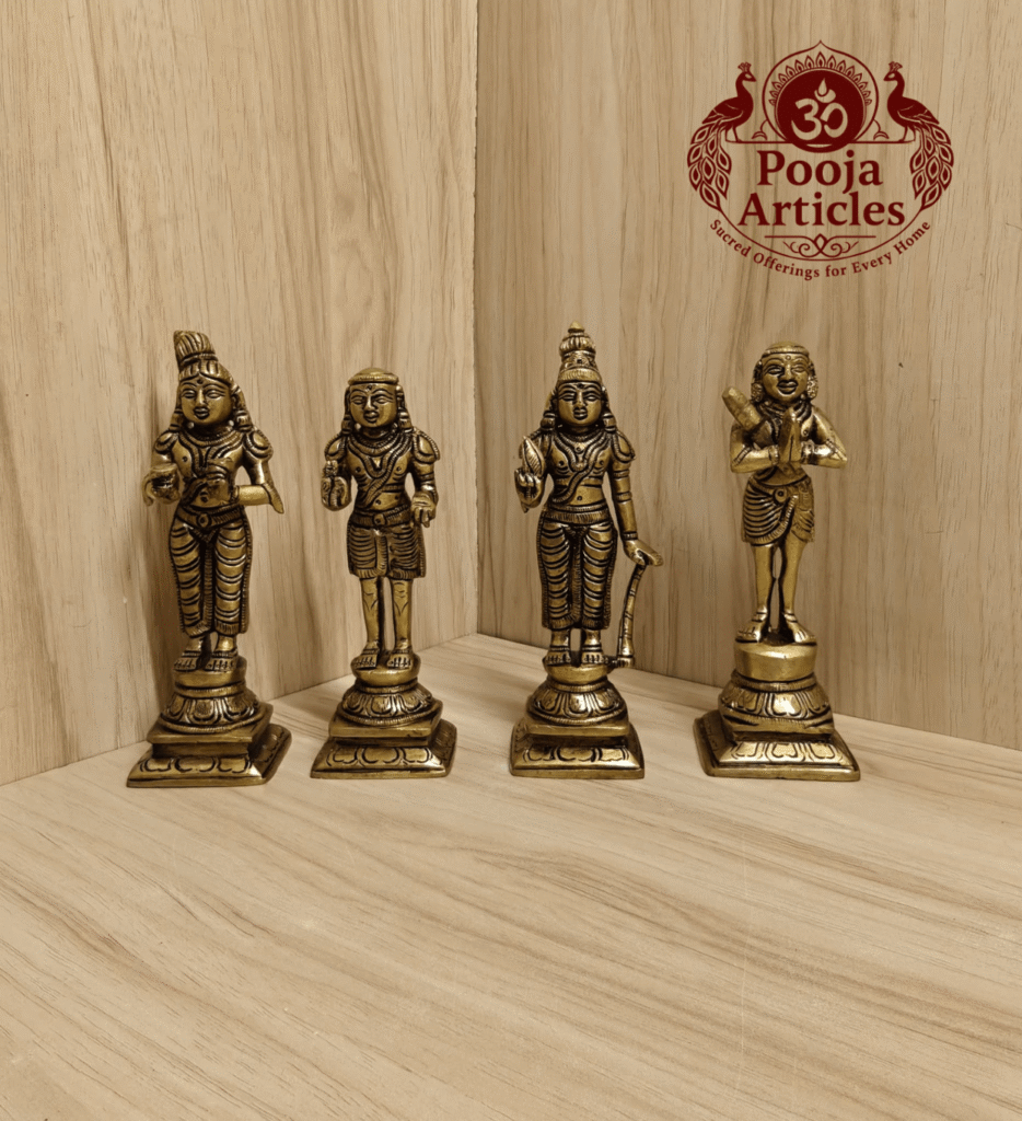 Buy Brass Nalvar Set 1.750 g, 5.7" – Premium Handcrafted Brass Naalvar Idols for Home Pooja, Bhakti & Spiritual Blessings