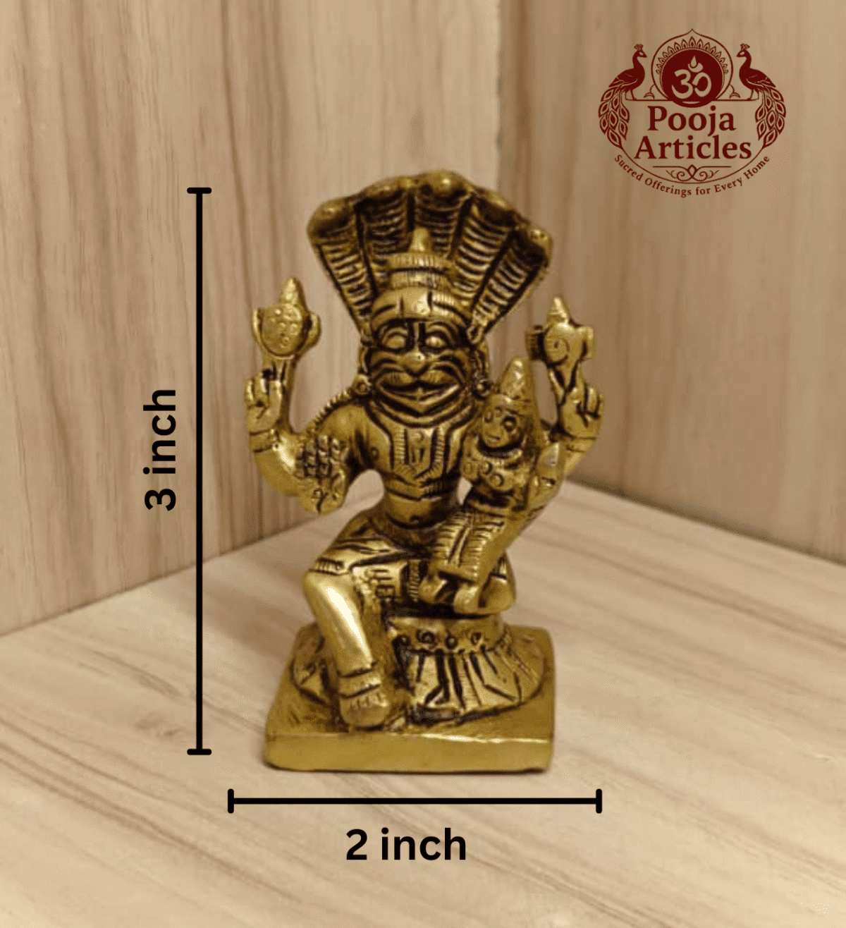 Buy Brass Narsimha Lakshmi Statue 300 g, 3" – Premium Handcrafted Narsimha Lakshmi Brass Idol for Protection, Prosperity & Vastu