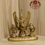 Buy Brass Shankh Chakra Stand with Perumal Idol 700 g, 4.7" for Divine Protection, Prosperity and Spiritual Energy