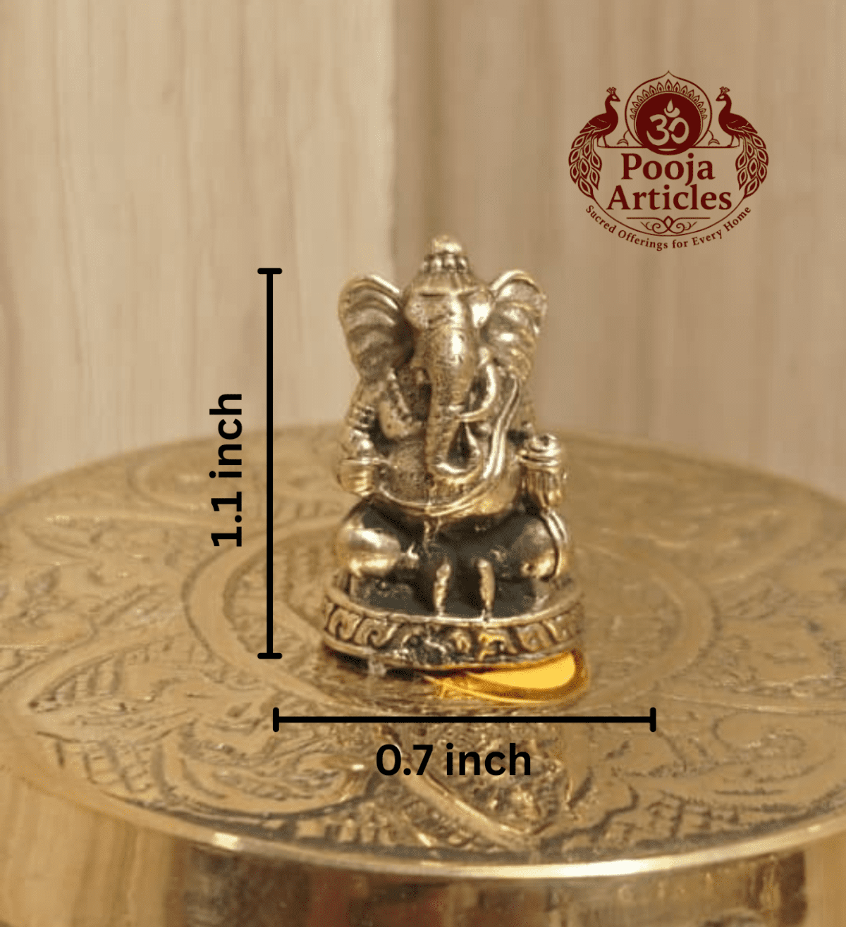 Buy Miniature Brass Ganesha Idol – 20 g, 1.1" Sacred Brass Ganesh Murti for Wisdom, Prosperity, and Auspicious Beginnings