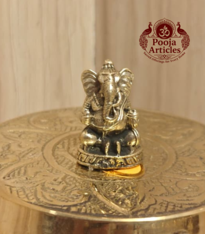 Buy Miniature Brass Ganesha Idol – 20 g, 1.1" Sacred Brass Ganesh Murti for Wisdom, Prosperity, and Auspicious Beginnings