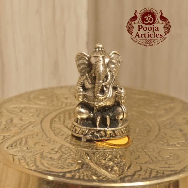 Buy Miniature Brass Ganesha Idol – 20 g, 1.1" Sacred Brass Ganesh Murti for Wisdom, Prosperity, and Auspicious Beginnings