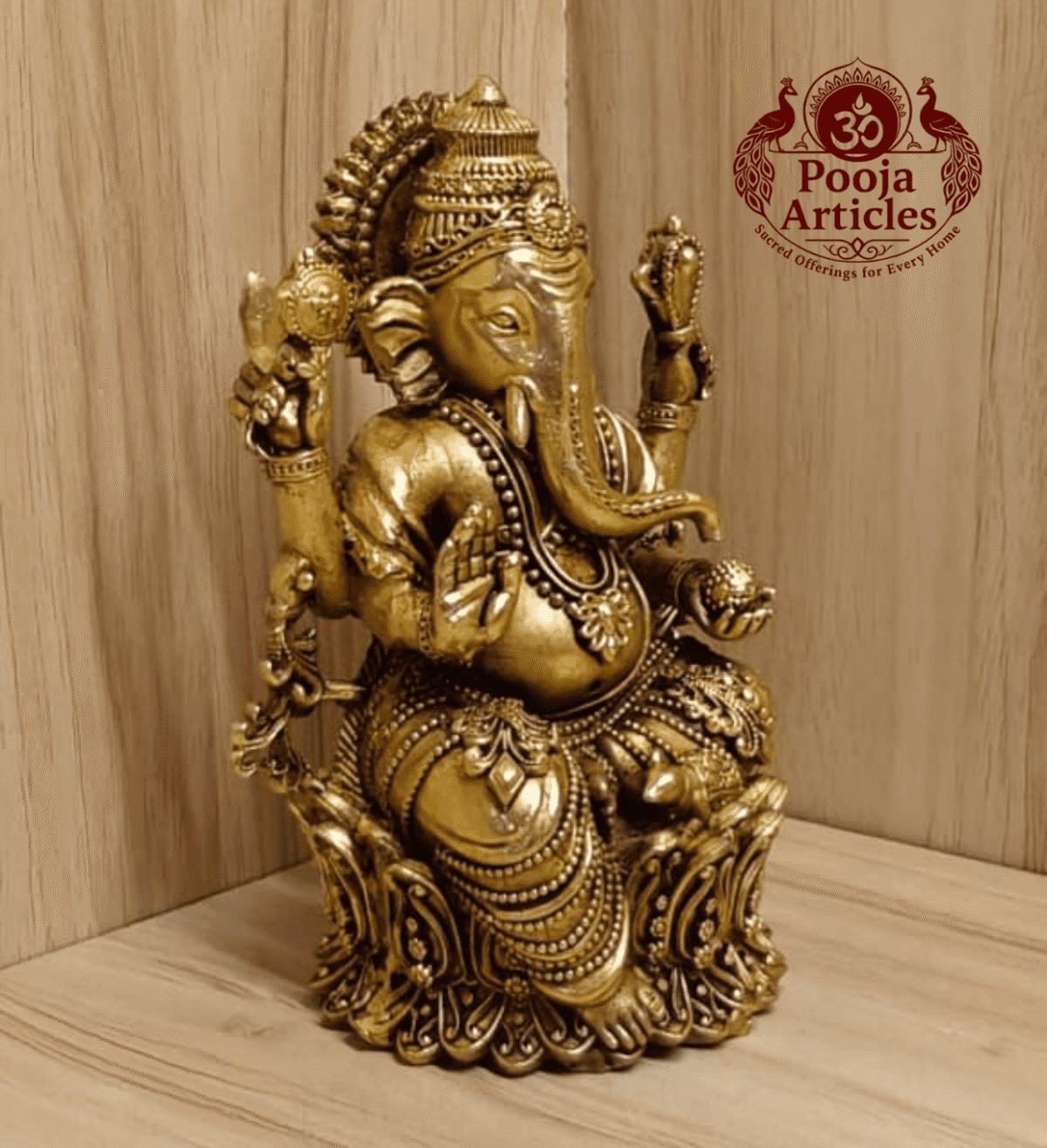 Buy Premium Brass Ganesh Statue 500 g, 5" for Home Pooja, Auspicious Beginnings and Prosperity